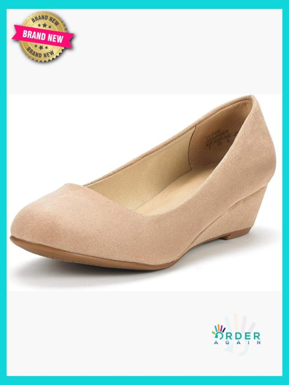 Mid Wedge Heel Pump Shoes Almond Toe Classic Timeless Comfortable Walking Wedges